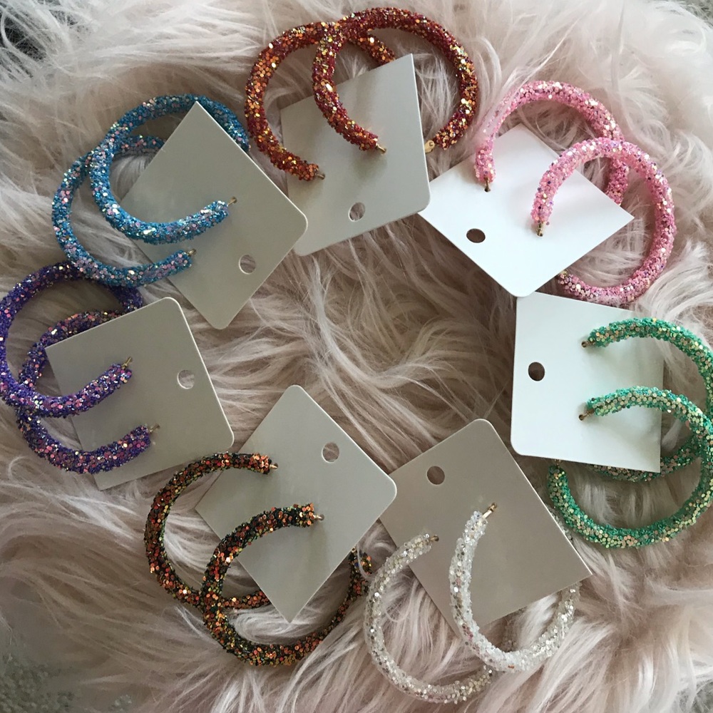 Glitter Hoop Earrings - Picture 5 of 5